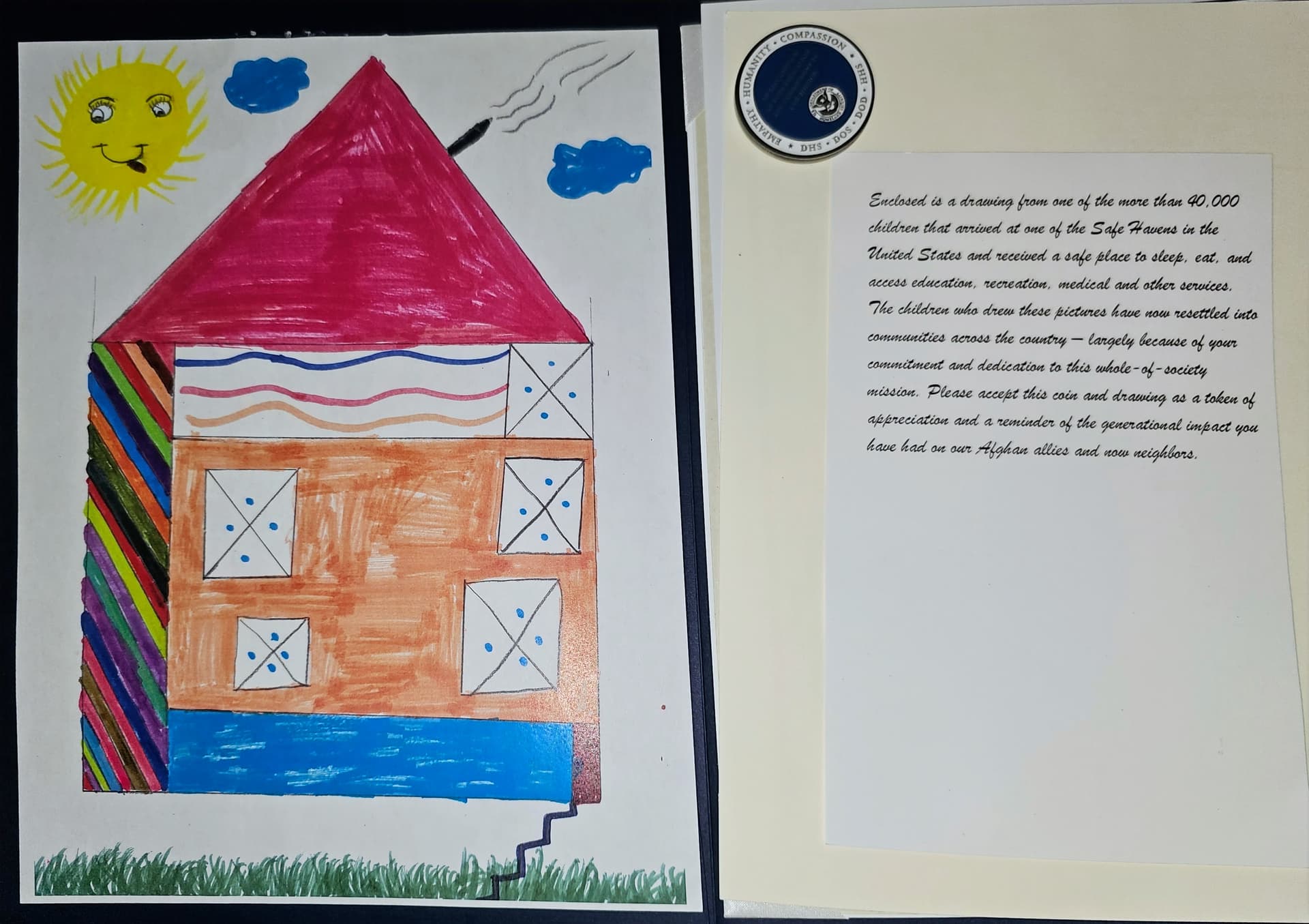 A child's drawing from Operation Allies Welcome.